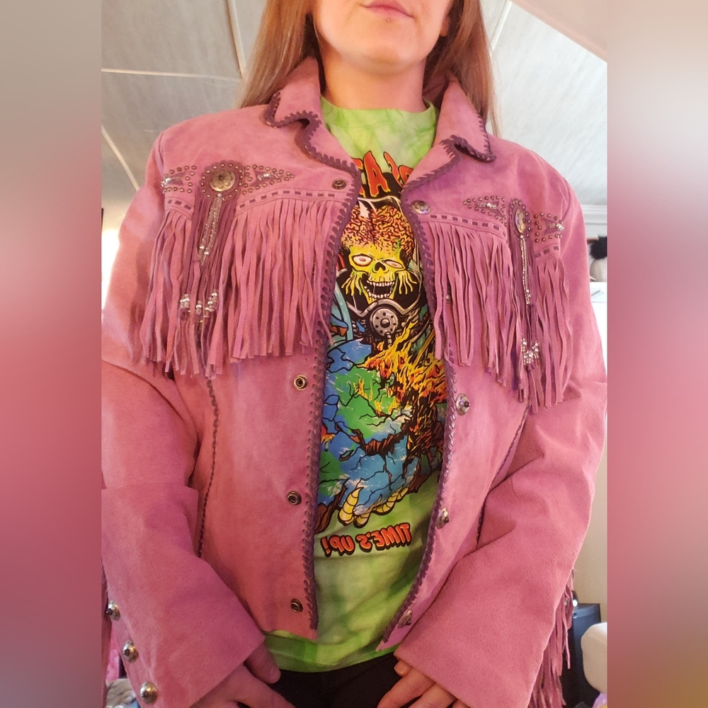 Scully PURPLE Suede Fringe Jacket - Picture 1 of 10
